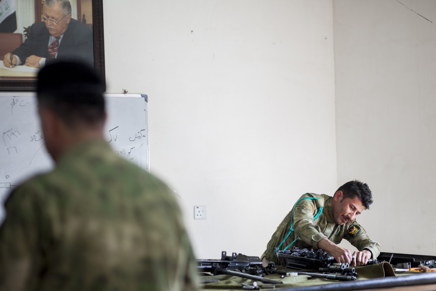 Peshmerga assembling and disassembling different types of weapons. Salam training camp. Sulaymaniyah, Kurdistan, Iraq. April 13, 2017