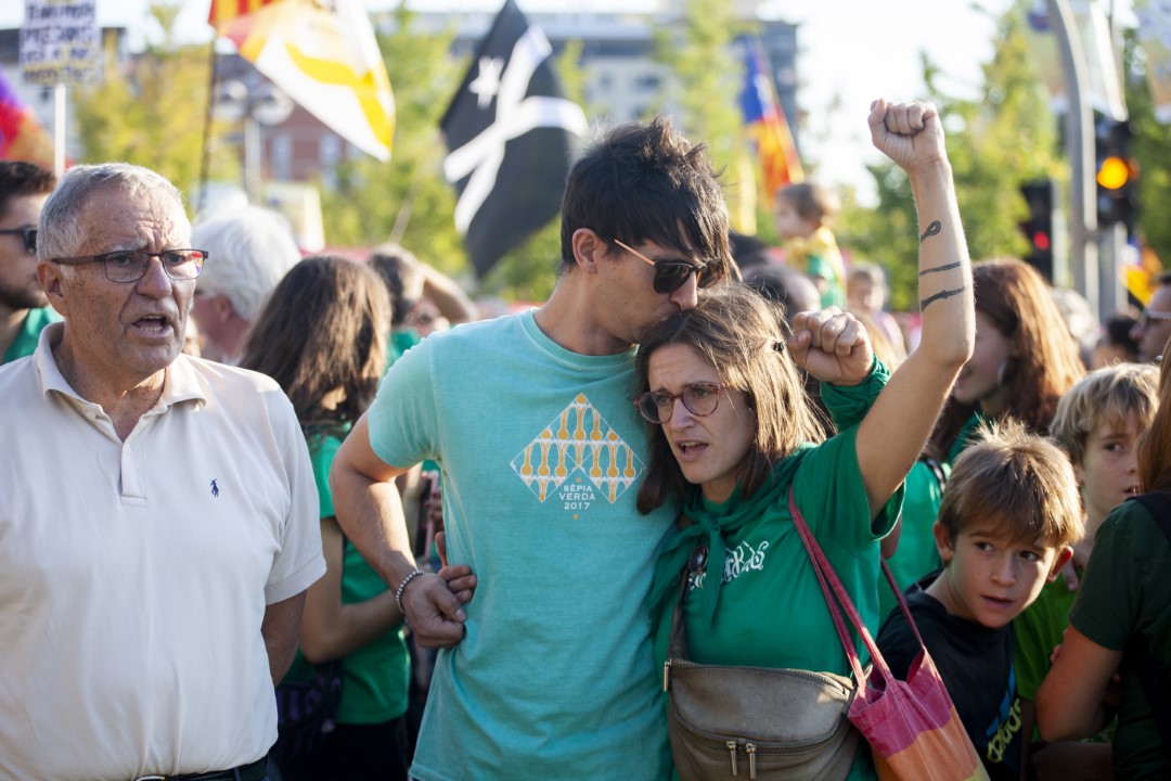 Familiares de los detenidos durante la manifestación con los detenidos 23-S. Sabadell, Barcelona; 29 de septiembre de 2019.
